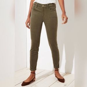 Loft olive green skinny curvy corduroy pants NWT